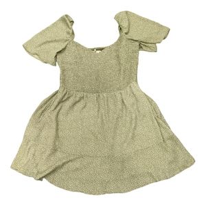 Abercrombie & Fitch Green Floral Flutter Sleeve Smocked Mini Dress XL